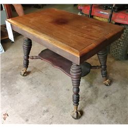Antique Wood Claw Foot Table w Glass Balls