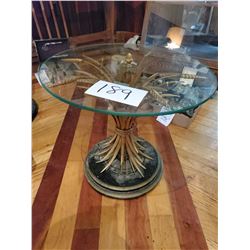 Vintage Hollywood Regency Gilt Metal Wheat Sheaf Table