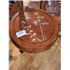 Image 2 : Vintage Wood Table, w/ Mother of Pearl Inlay Bird Design