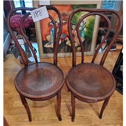 Pair of Vintage Wooden Ice Cream Parlor Chairs