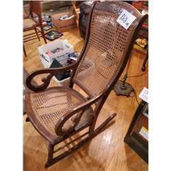 Antique  Wood and Cane  Rocking Chair