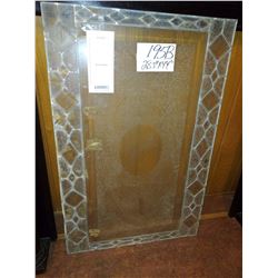 Vintage Etched Glass Panel, Leaded Glass Boarders 28.5" X 44"