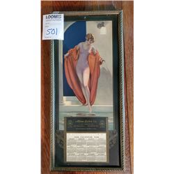 Antique Framed Cardboard Litho 1927 Wall Calendar, by Hayden Hayden
