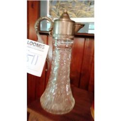 Vintage Cut Glass/Metal Decanter Pitcher