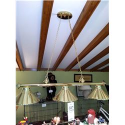 3 Light Hanging Brass Linear Chandelier (Over Pool Table) AKA LOT 950