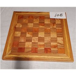 Hand Made Wooden Chess/Checker Board 17" x 17"