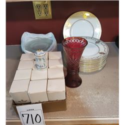 The Spice Carousel, by Lenox, Set of Dinner and Desert Plates, Vintage Vase
