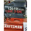 Image 2 : Like-New Craftsman 125 PSI, 3 Gal. Air Compressor, 1.5 HP