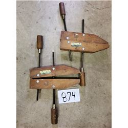 Pair of Gold Shield Wood Clamps