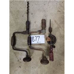 3 PC Vintage Hand Drills