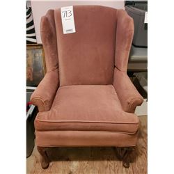 Vintage Upholstered Wing Back Captains Chair
