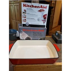 Kitchen Aid Slicer/Shredder, Food Grinder, in Boxes, Baking Pan