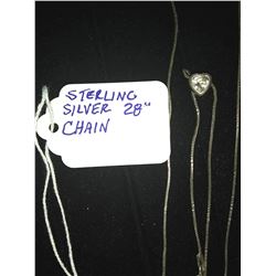 20 INCH STERLING CHAIN W GEMSTONE HEART