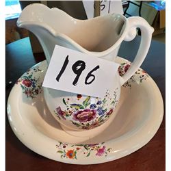 LARGE ANTIQUE IRONSTONE PITCHER & BOWL