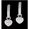 Image 1 : 14KW Gold Dangling Diamond Heart Earrings