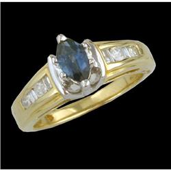 14KY Gold Sapphire and Diamond Ring