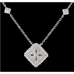14KW Gold Diamond Square-Shaped Necklace