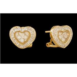 14KY Gold Floating Diamond Heart Earrings