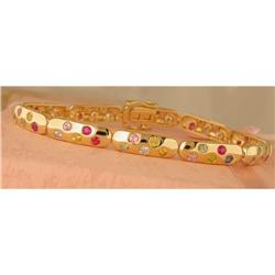 14KY Gold 5.00ct Genuine Multi Sapphire Bracele