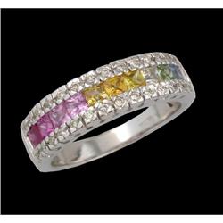 14KW 1.94ct Rainbow Genuine Sapphire/Diamond Ri