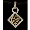 Image 1 : 14K Two Tone Diamond Square Pendant