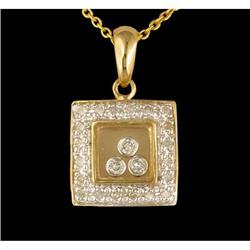 14KY Gold Square Floating Diamond Pendant