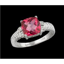 14KW Gold 2.94ct Vintage-style Pink Topaz/Diamo