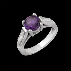 14W Gold Vintage-Style Amethyst and Diamond Rin