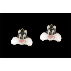 14KY Gold Enamel Warner Bros Screw Back Earring