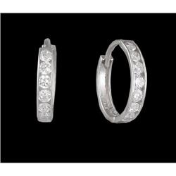 14K White Gold (not plated) CZ Hoop Earring