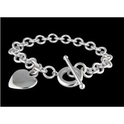 14KW GOLD DAZZLING SOLID HEART TOGGLE BRACELET