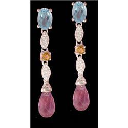 14KW Gold 2.00ct Multi-Stone/Diamond Dangle Ear