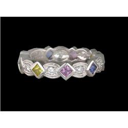 14KW Gold Multi Sapphire/Diamond Band