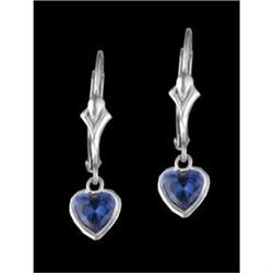 14KW Gold (not plated) CZ Sapphire Heart Dangle