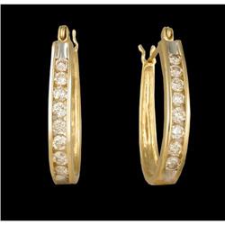 14KY Gold 1.00 ct. Diamond Huggie Hoop Earrings