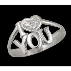 14KW Gold I LOVE YOU Diamond Heart Ring