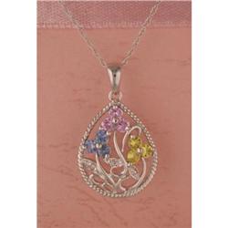 Multi Sapphire and Diamond Floral Pendant