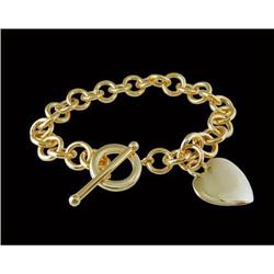 14KY GOLD DAZZLING SOLID HEART TOGGLE BRACLET