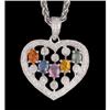 Image 1 : 14KW Gold 1.42ct Diamond/Gemstone Heart Pendant