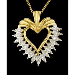14KY Gold Diamond Open Heart Pendant