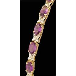 14KY Gold Amethyst Diamond Tennis Bracelet