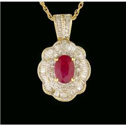 14KY Gold 1.00ct. Ruby/Diamond Necklace
