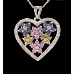 14KW Gold Multi Saphhire / Diamond Necklace