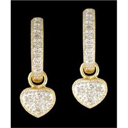 14KY Gold Diamond Heart Hoop Earrings