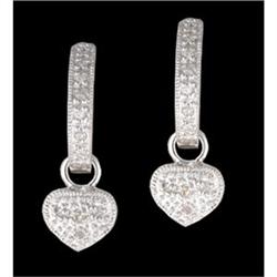 14KW Gold Dangling Diamond Heart Earrings