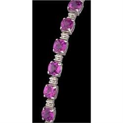 8.25ct. Deep Pink Topaz/Diamond Bracelet