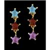 Image 1 : 14KY Gold Multi Color Triple Star Earrings