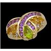 Image 1 : 3.00ct. Multi Color Gemstone / Diamond Ring