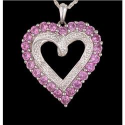 Lovely Pink Topaz and Diamond Heart Necklace