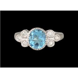 14KW Gold 2.20ct Blue Topaz/Diamond Ring